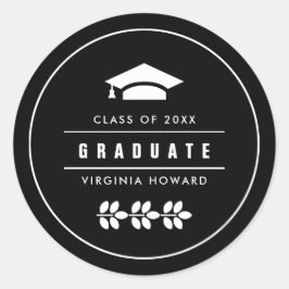 Schwarz | Weißer Abschluss Runder Aufkleber