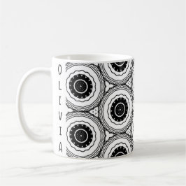 Schwarz-weißer Abstrakter Circle Mandala Muster Ta Kaffeetasse