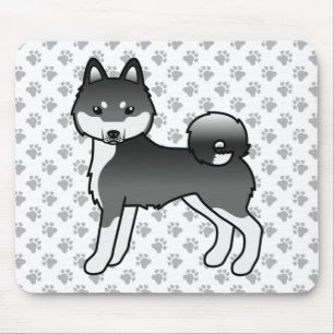 Schwarz-weißer Alaskan Klee Kai süßer Cartoon-Hund Mousepad
