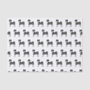 Schwarz-weißer Alaskan Klee Kai süßer Hund Muster Seidenpapier
