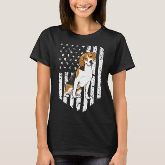 Schwarz-weißer amerikanischer Flaggen-Beagle USA T-Shirt