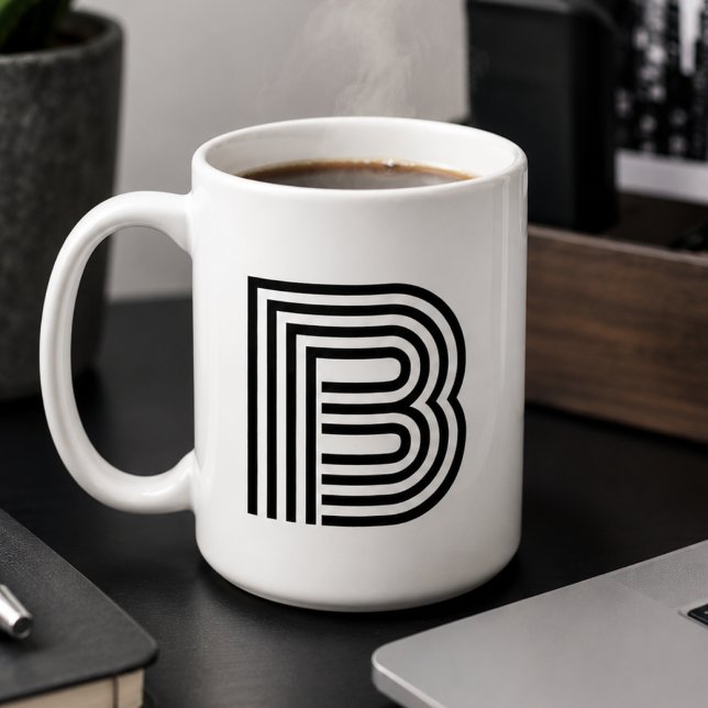 Schwarz-weißer Anfangsbuchstabe für die Minimal-Mo Kaffeetasse (Von Creator hochgeladen)
