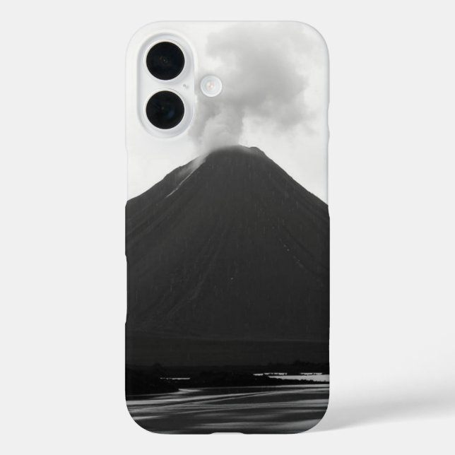 Schwarz-weißer ausbrechender Vulkan Case-Mate iPhone Hülle (Rückseite)