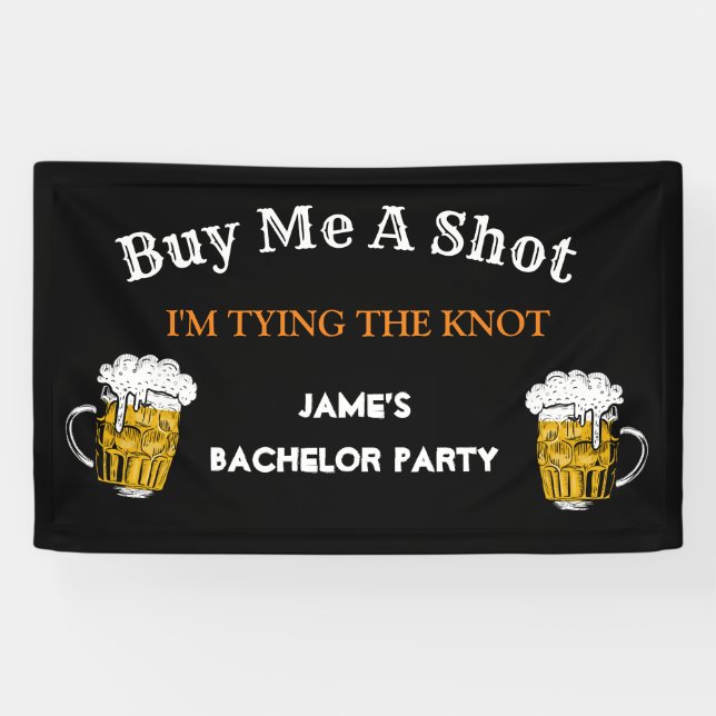 Schwarz-weißer Bachelor-Party-Hintergrund Banner (Horizontal)