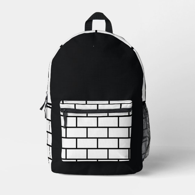 Schwarz-weißer Backpack mit Backsteinmuster im urb Bedruckter Rucksack (Vorderseite)