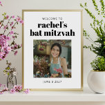 Schwarz-weißer Bat Mitzvah Foto Digitaler Empfang Poster<br><div class="desc">Fett Schwarz und Weiß Bat Mitzvah Foto Plakat Begrüßungszeichen (downloadable)</div>
