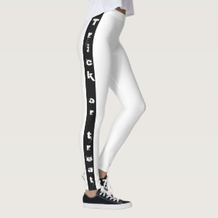 Schwarz-weißer Beängstigender Trick oder Treat Hal Leggings