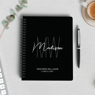 Schwarz-weißer Berater für moderne Monogram-Logos Notizblock