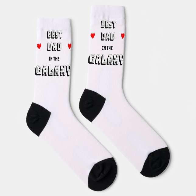 Schwarz-weißer bester Vater in Galaxy Socken (Rechts)
