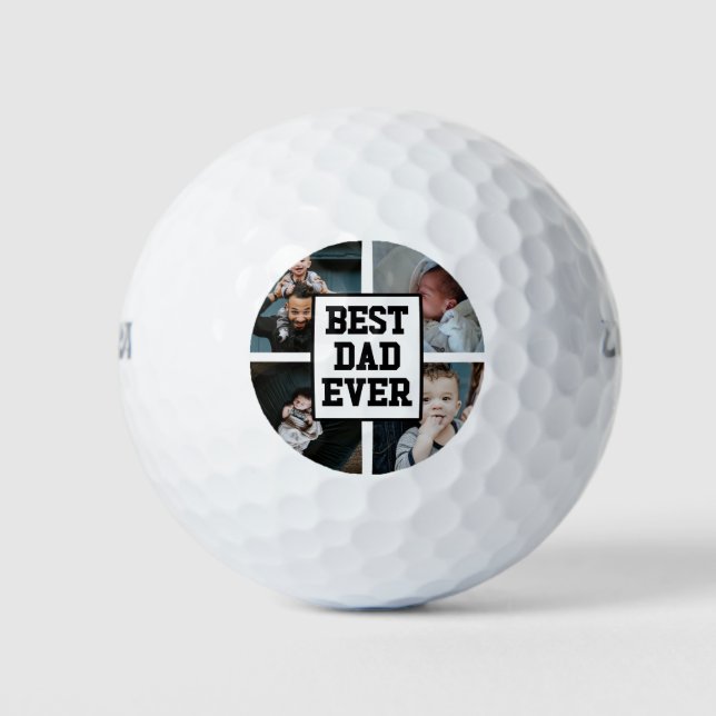 Schwarz-weißer bester Vater je benutzerdefiniertes Golfball (Vorderseite)
