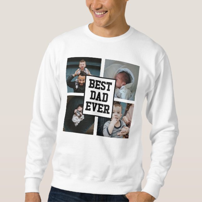 Schwarz-weißer bester Vater je benutzerdefiniertes Sweatshirt (Vorderseite)