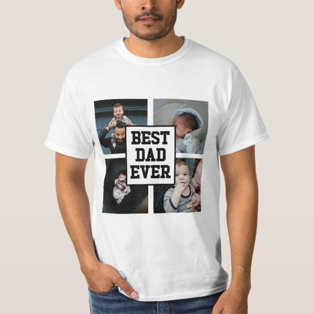 Schwarz-weißer bester Vater je benutzerdefiniertes T-Shirt (Vorderseite)