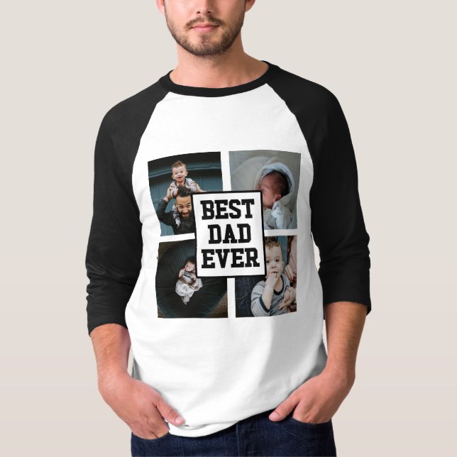 Schwarz-weißer bester Vater je benutzerdefiniertes T-Shirt (Vorderseite)