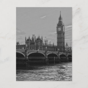 Schwarz Weißer Big Ben Tower Palace of Westminster Postkarte