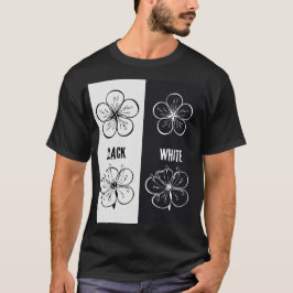 Schwarz-weißer Blumenkontrast Kunst | Minimalistis T-Shirt