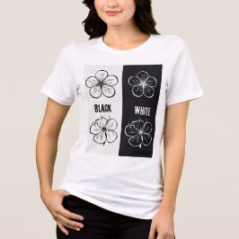 Schwarz-weißer Blumenkontrast Kunst | Minimalistis Tri-Blend Shirt