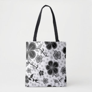 Schwarz-weißer Blumenprint