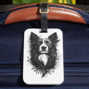 Schwarz-weißer Border Collie Gepäckanhänger