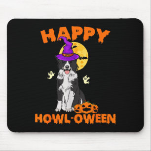 Schwarz-weißer Border Collie-Hexen-Hund glücklich Mousepad