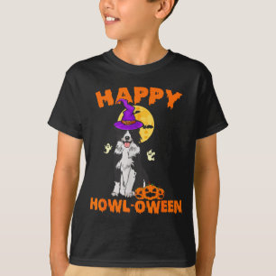 Schwarz-weißer Border Collie-Hexen-Hund glücklich T-Shirt