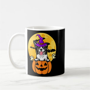 Schwarz-weißer Border Collie Hexenhund Halloween Kaffeetasse