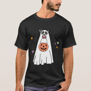 Schwarz-weißer Border Collie-Hund Boo Halloween T-Shirt