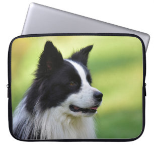 Schwarz-weißer Border Collie Hund Laptopschutzhülle