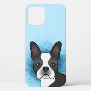 Schwarz-weißer Boston-Terrier-Cartoon-Hund auf Bla Case-Mate iPhone Hülle