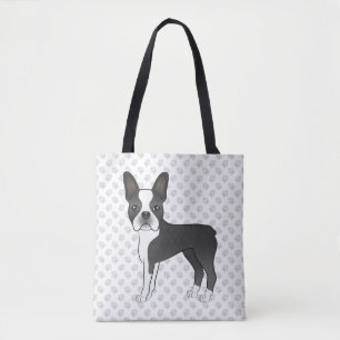 Schwarz-weißer Boston-Terrier-Cartoon-Hund & Pfote