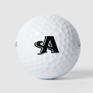 Schwarz-weißer Buchstabe A Monogramm Golfball
