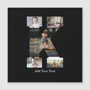 Schwarz-weißer Buchstabe K Foto-Collage Magnetkarte