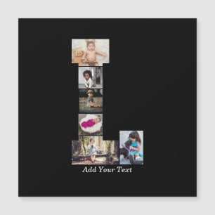 Schwarz-weißer Buchstabe L-Fotocollage Magnetkarte