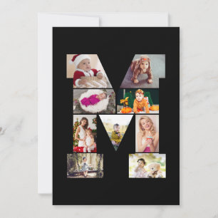 Schwarz-weißer Buchstabe M Foto-Kollage Karte