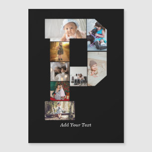 Schwarz-weißer Buchstabe P-Fotocollage Magnetkarte