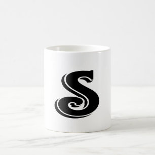 Schwarz-weißer Buchstabe S Monogramm Kaffeetasse