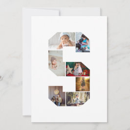 Schwarz-weißer Buchstaben-S-Foto-Collage Karte
