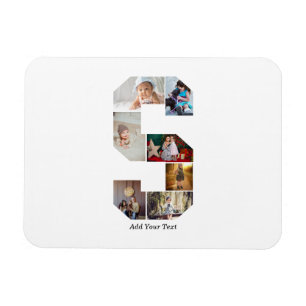 Schwarz-weißer Buchstaben-S-Foto-Collage Magnet