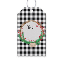 Schwarz-weißer Buffalo Karo und Berries Weihnachte