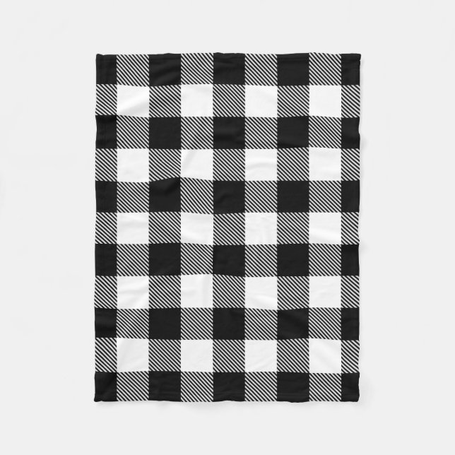 Schwarz-weißer Büffel kariert mit Twill Fleecedecke (Vorderseite)