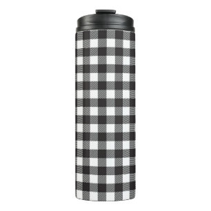 Schwarz-weißer Büffel-Karo-Reisemug Thermosbecher