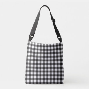 Schwarz-weißer Büffel-Karo-Sling-Bag Tragetaschen Mit Langen Trägern