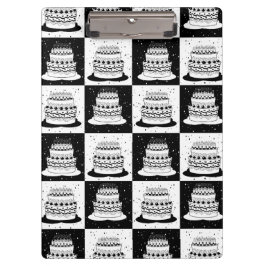 Schwarz-weißer Cake-Checker-Blockdruck Klemmbrett