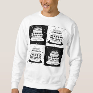 Schwarz-weißer Cake-Checker-Blockdruck Sweatshirt