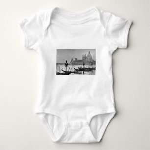 Schwarz-weißer Canal Venedig Italien Reisen Baby Strampler