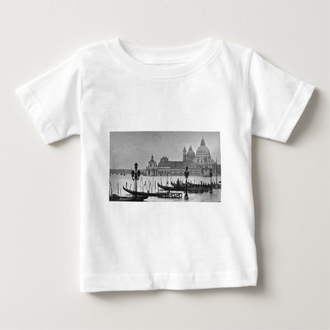 Schwarz-weißer Canal Venedig Italien Reisen Baby T-shirt (Vorderseite)