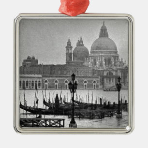 Schwarz-weißer Canal Venedig Italien Reisen Ornament Aus Metall