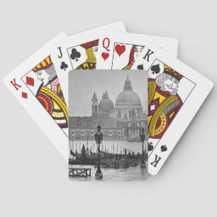 Schwarz-weißer Canal Venedig Italien Reisen Spielkarten