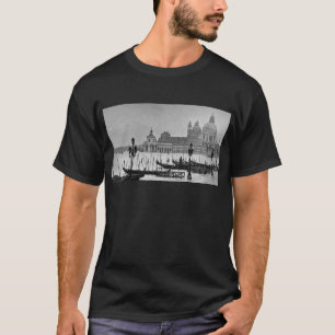 Schwarz-weißer Canal Venedig Italien Reisen T-Shirt