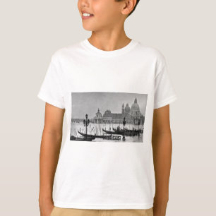 Schwarz-weißer Canal Venedig Italien Reisen T-Shirt