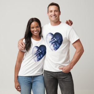 Schwarz-weißer Cat Bird Liebe T-Shirt